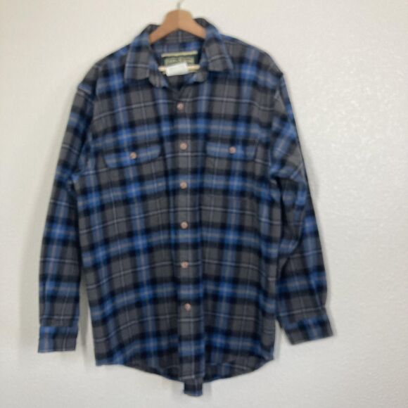 Field & Stream Shirt Mens XL Blue Gray Plaid Flannel Button Up Outdoor Workwear - Picture 2 of 16